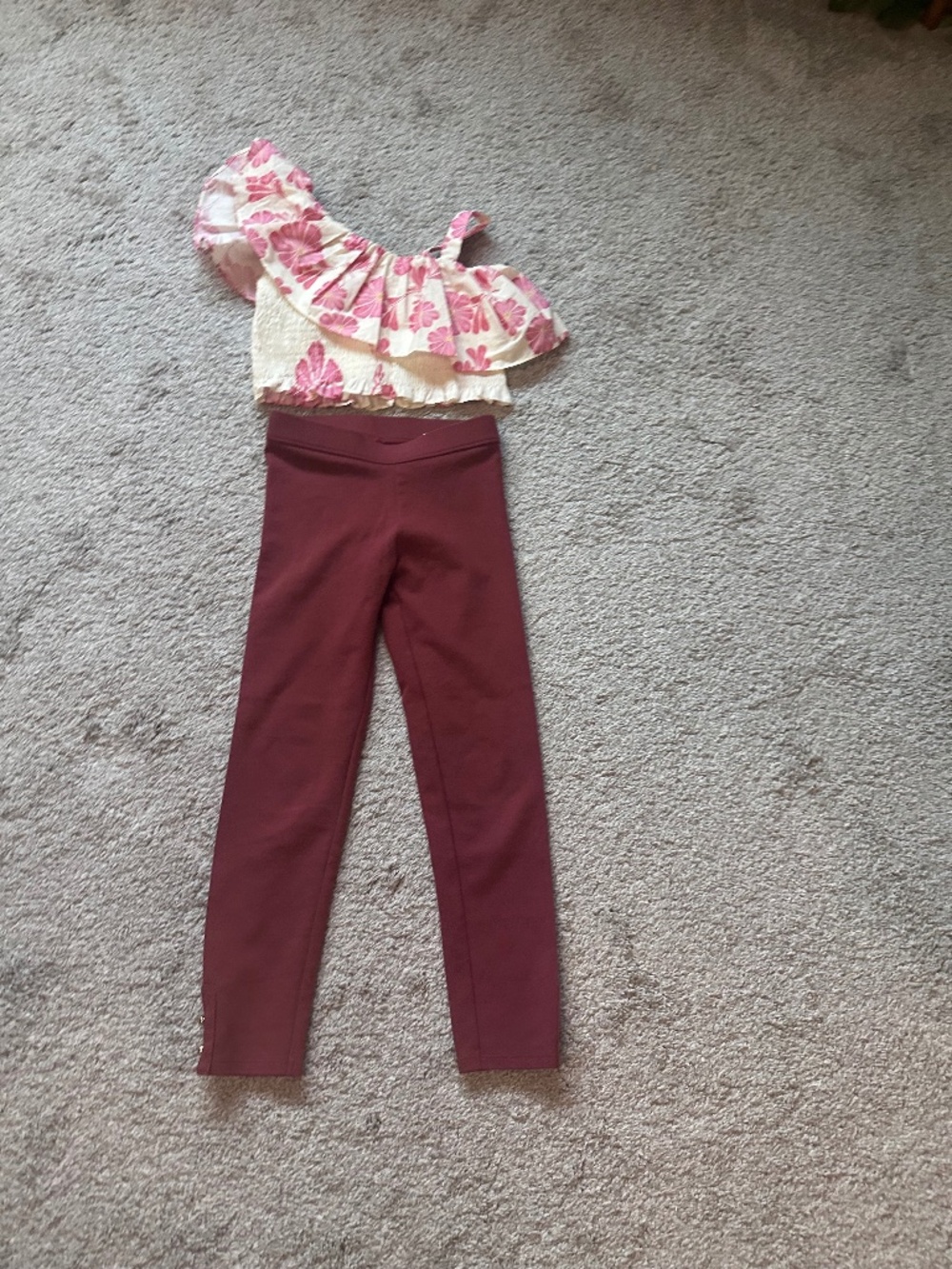 Janie and Jack pants, Zara one shoulder smocking top